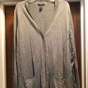 Lands’ End V-neck cardigan sweater gray EUC 2x